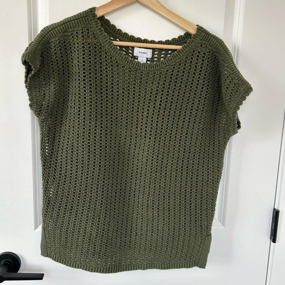 Old Navy Olive Green Crochet top